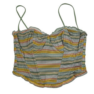 Urban Outfitters - Out From Under -  Green Striped Bustier Bralette Top